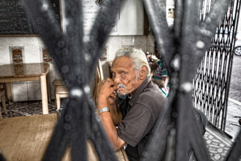 panamanian man in cafe in panama city